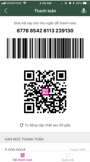 Màn hình Mã thanh toán (QR Code)